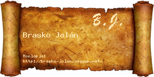 Brasko Jolán névjegykártya